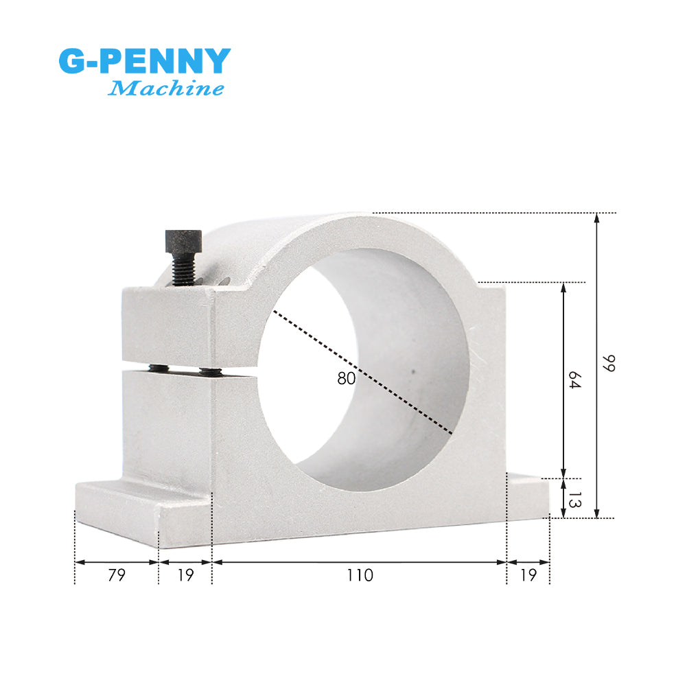 G-Penny Machine 2.2KW ER20 D80 Bullet type 110v/220v/380v water cooled spindle motor kit, H100 2.2KW Inverter, 80mm brakcet, 80W Water pump. For milling machine
