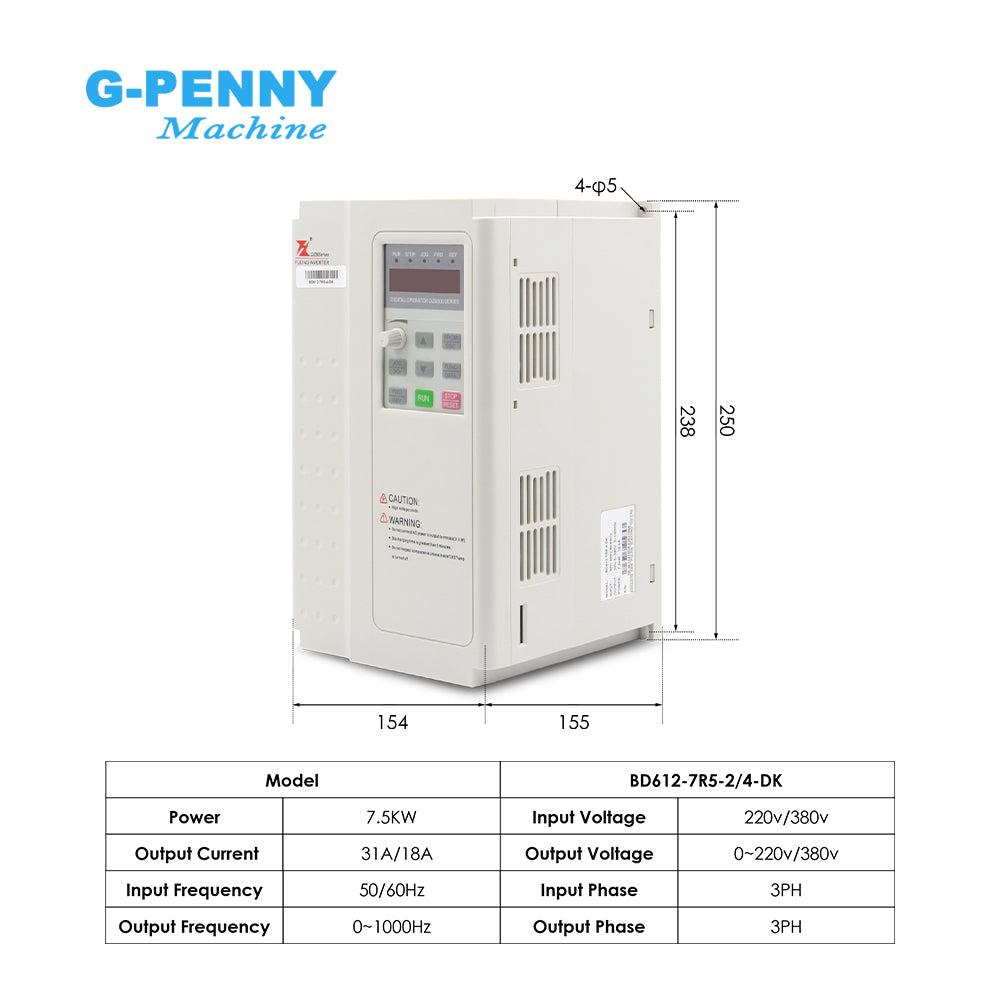 G-Penny Machine 6.0KW ISO30 ATC Spindle motor Air cooled with 7.5KW Inverter