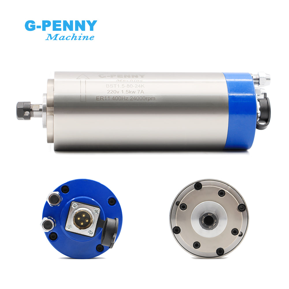 G-Penny 1.5KW ER11 D80 Water cooled spindle motor 110v/220v/380v 4pcs bearings used for cnc milling machine