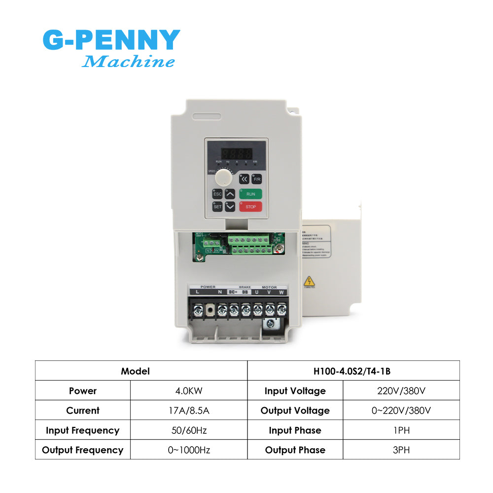 G-Penny 4.0KW 220v/380v H100 Model Mini Inverter 110v/220v AC Variable Frequency Driver