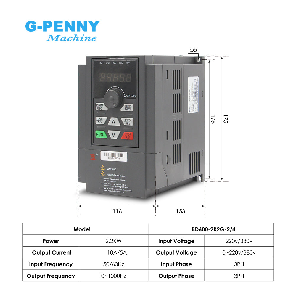 G-Penny Machine 2.2KW ISO20 ATC Water cooled spindle motor 800Hz 24000rpm 4pole spindle motor with BD600 Inverter Kit