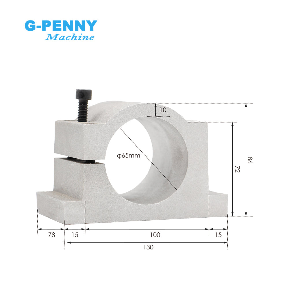 G-PENNY 1.5kw ER16 D65mm 400Hz Air Cooled Spindle 4pcs Bearings 24000rpm with QL 1.5KW Inverter, 65mm Bracket Spindle Motor Kit
