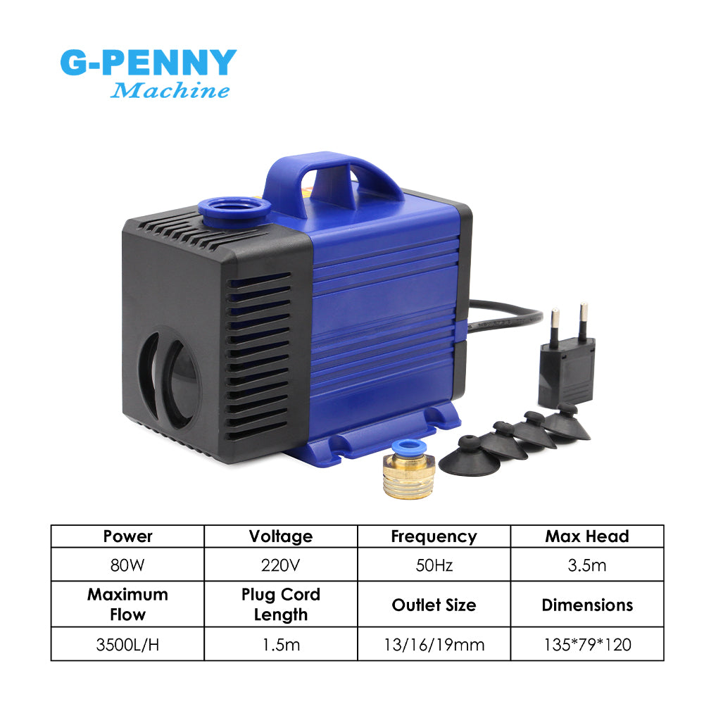 G-Penny 3.7KW ER20 D100 220V/380V Water-Cooled Spindle Motor Bullet-Type With HuanYang 4KW Inverter, Water Pump, Bracket Kit