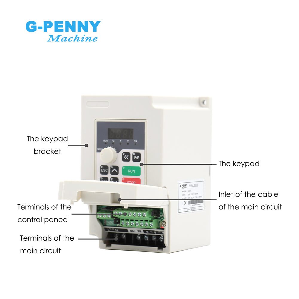 G-Penny 300W ER8 D48 AC Nature Cooled Spindle Motor 600HZ 36000RPM 52V H100 Inverter Kit Use for Desktop Engraving Machine