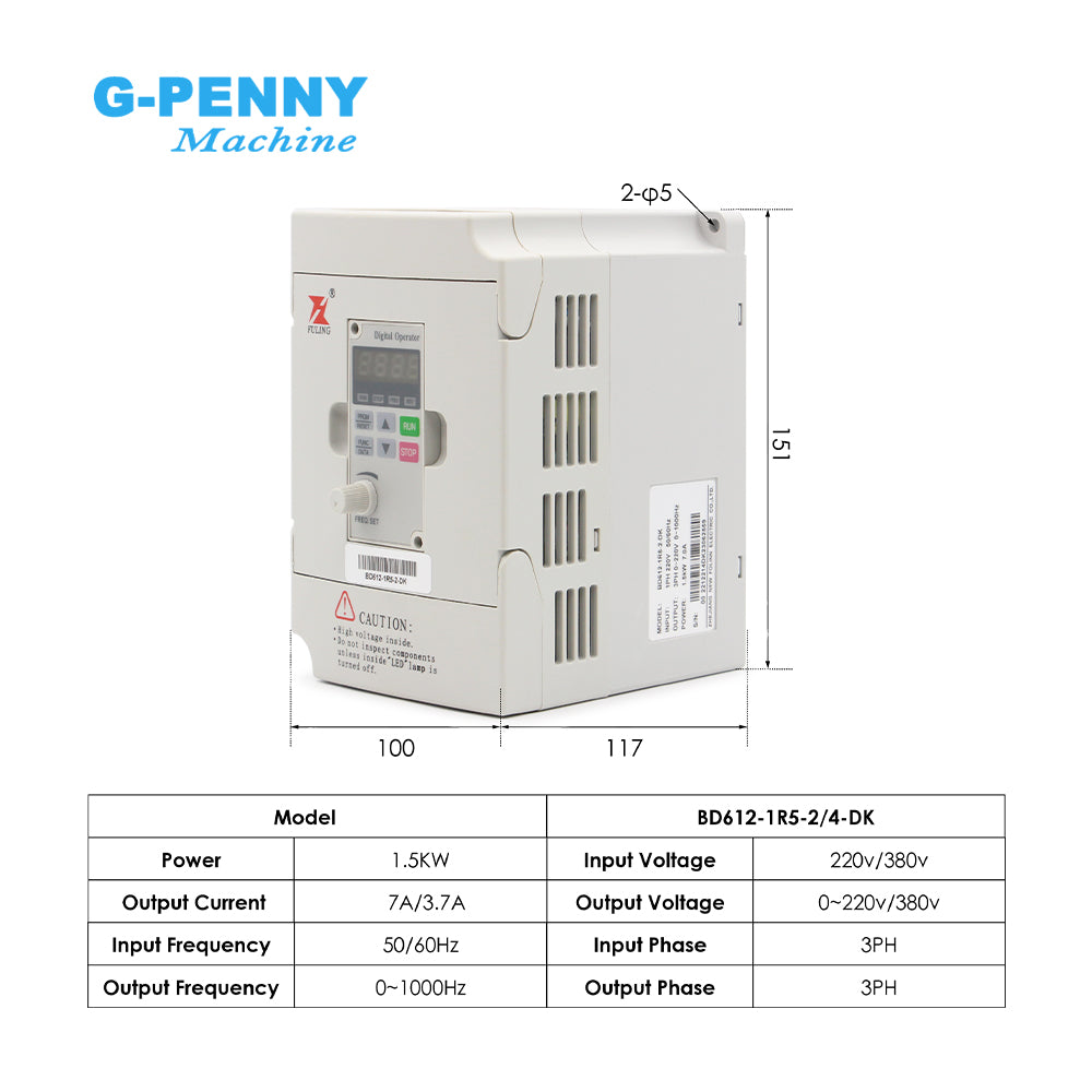 G-Penny 1.2kw ISO10 Water Cooled ATC Spindle Motor 30000rpm 1000Hz 4Pole with BD612 1.5KW Inverter kit